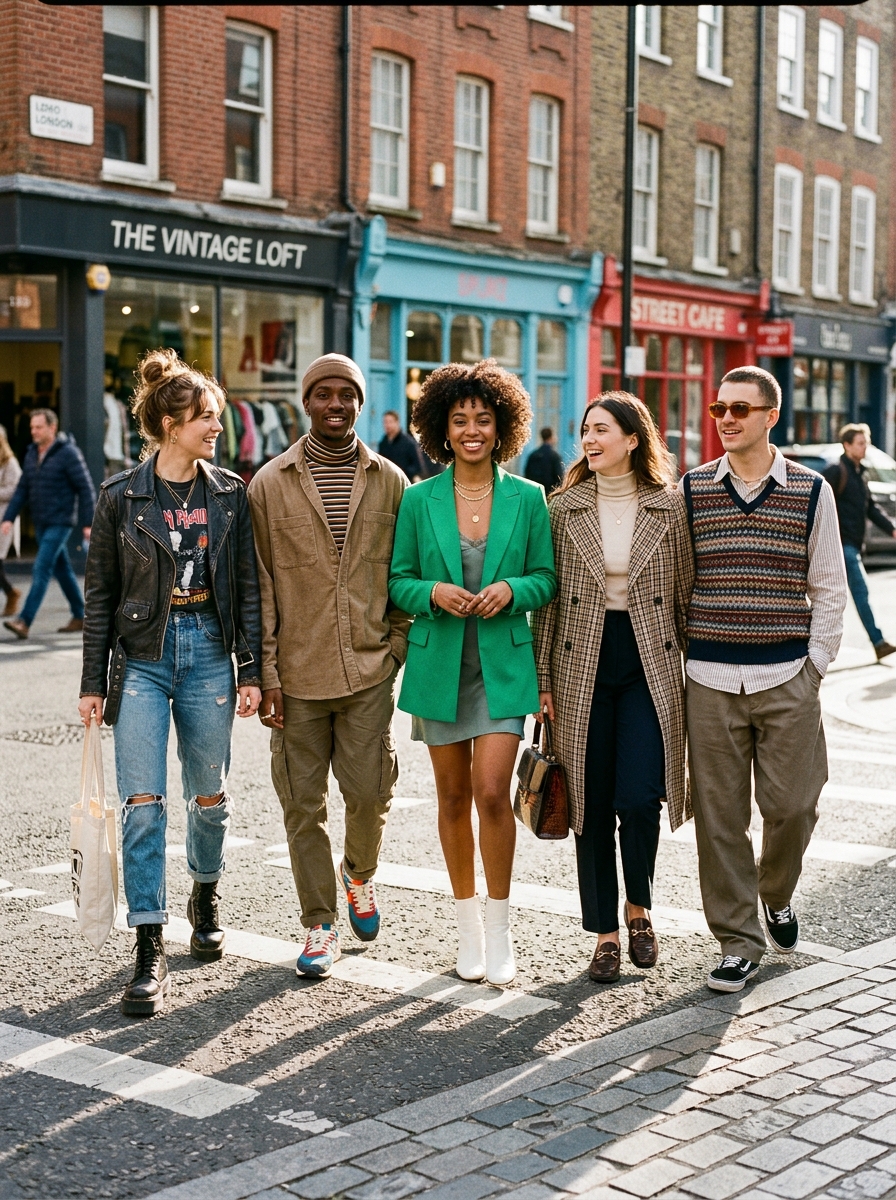Fashion group cover: friends walking a city street in style