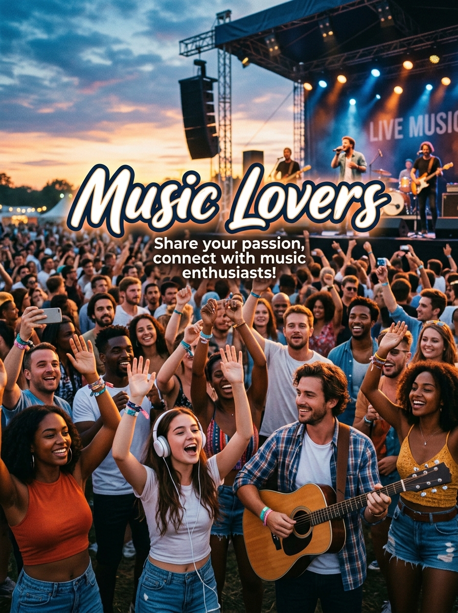 Music Lovers group cover: crowd at an outdoor live show